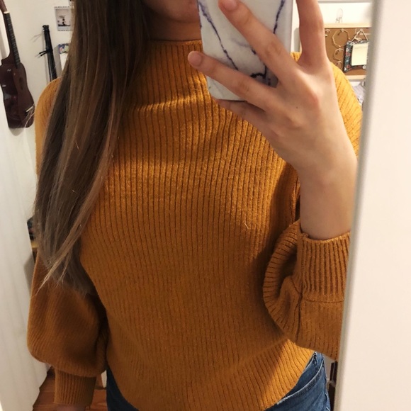 Mustard Yellow Mock Neck Sweater - Picture 2 of 7